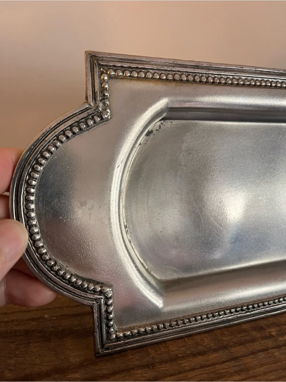 Decorative Pewter Vanity Tray - Beaded Edge